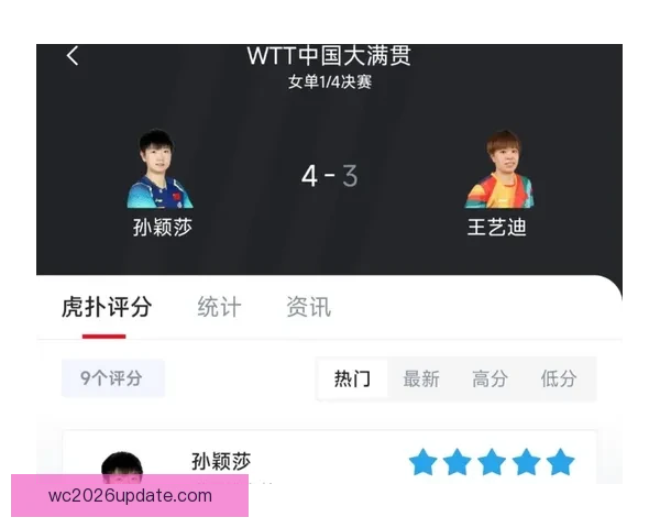 孙颖莎横扫王艺迪复仇 六年九进决赛仍需仰望一位传奇大神